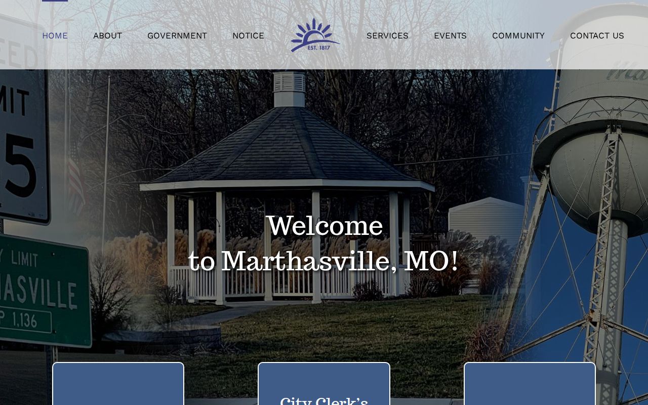 Marthasville city contact page for local arrest-record routing